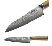 CLASSE ITALY Coltello Chef Trinciante Gyuto cm 20 in Acciaio Giapponese AUS 10 a 67 strati, Affilato a mano, Manico in Olivo, Panno pulizia incluso