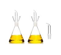 CLASSE ITALY - Set di 2 Oliere in vetro borosilicato 125 ml, Conica, con beccuccio di ricambio incluso, tappo salvagoccia brevettato, senza BPA e piombo