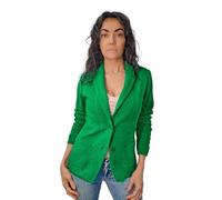 CLASSE77 Blazer in Cotone, Giacca Jacket da Donna -Manica Lunga con Due Bottoni - Artigianale, Made in Italy - Casual, Classica Sportiva (IT, Testo, S, Regular, Regular, Verde)