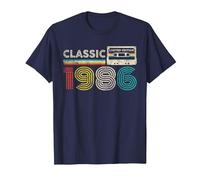 Classic 1986 Retro Birthday Idea 1986 Cassette Tape Vintage Maglietta, Uomo, Navy, 4XL