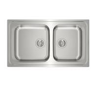 CLASSIC 2C 86 REV SF Fregadero inox 2 cubetas, 190mm, Mueble 90, sifón