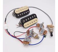 Classic 57 Plus Alnico II - Set di pickup per chitarra elettrica 50/50 mm, pickup per ponte/collo, zebra con cablaggio 4C 2V2T per accessori per chitarra Gibson Les Paul