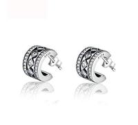 Classic 925 Sterling Silver Square Vintage Fascination Clear Stud Orecchini per le donne Regalo Gioielli raffinati