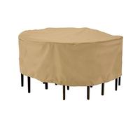 Classic Accessories 58212-EC - Set di tavolo e sedie per terrazzo rotondo, protezione dagli agenti atmosferici, colore: sabbia, medio