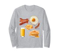 Classic Breakfast Foods Bacon Eggs Pancakes Retro Maglia a Manica