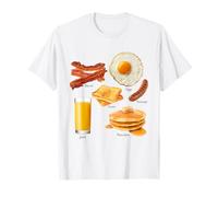 Classic Breakfast Foods Bacon Eggs Pancakes Retro Maglietta