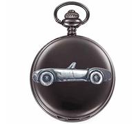 Classic British-American Sports car Cobra ref239 effetto peltro design su una cassa nera lucida regalo uomo orologio da tasca fob