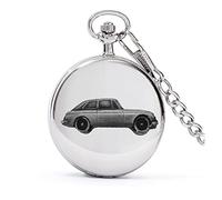Classic British Car C GT ref131 effetto peltro su una cassa d'argento lucido regalo orologio da tasca al quarzo orologio fob