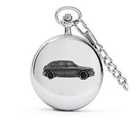 Classic British Car Maestro ref133 effetto peltro su una cassa d'argento lucido regalo orologio da tasca orologio da uomo al quarzo