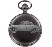 Classic British car Mk2 3.8 ref104 effetto peltro design su una cassa nera lucida regalo uomo orologio da tasca fob