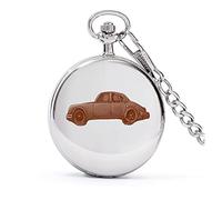 Classic British car Mk2 3.8 ref104 effetto rame design su una cassa argento lucido regalo uomo orologio da tasca fob