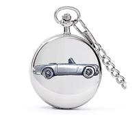 Classic British Motor Car Alpine Mk2 ref241 Effetto Peltro Design su una cassa argento lucido regalo uomo orologio da tasca fob