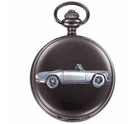 Classic British Motor Car Alpine Mk2 ref241 effetto peltro su una cassa nera lucida regalo orologio da tasca al quarzo orologio fob