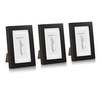 Casa Chic, cornice portafoto in legno, 10 x 15 cm, cornice, confezione da 3, con parte anteriore in vetro e supporti, larghezza 2 cm, stile rustico, colore: marrone rustico, Legno, Black, 6x4" - 3 Pack