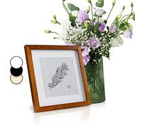 Bristol cornice, lastra di vetro, 25 x 25 cm, con passepartout, in vero legno