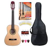 Classic Cantabile Acoustic Series AS-851-L Chitarra Classica 1/2 per Mancini Set Iniziale (Chitarra da Concerto, Borsa, Scuola, Plettri, Corde, Accordatore) naturale