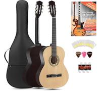 Classic Cantabile Acoustic Series AS-851-L Chitarra Classica 3/4 per Mancini Starter-SET (chitarra da concerto, borsa/custodia, scuola, CD, DVD, plettro, corde, diapason) naturale