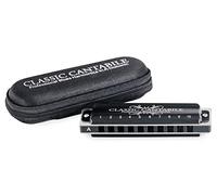 Classic Cantabile AHB-650 PRO Alabama Blues Harmonica A-Dur, 10 ance in bronzo fosforoso, custodia antiscivolo nero opaco, include custodia e panno per la cura.