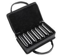 Classic Cantabile AHBS-7 Alabama Blues Harmonica Set da 7 - Armoniche Diatoniche in Diverse Accordature - 10 Ance in Ottone - Custodia in Acciaio Inox - Inclusi Custodia & Panno per la Pulizia