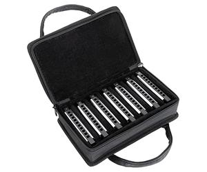 Classic Cantabile AHBS-7 Alabama Blues Harmonica Set da 7 - Armoniche Diatoniche in Diverse Accordature - 10 Ance in Ottone - Custodia in Acciaio Inox - Inclusi Custodia & Panno per la Pulizia