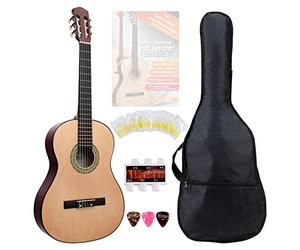 Classic Cantabile AS-851 1/2 Chitarra Classica da Concerto Starter Set per principianti con chitarra, borsa gigbag, corde in nylon, manuale, 3 plettri e accordatore a fischietto.