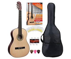Classic Cantabile AS-851 4/4 Chitarra Classica Starter Set (Set Completo per Principianti con Chitarra Classica, Borsa Gigbag, Corde in Nylon, Manuale/Scuola, 3 Plettri e Accordatore a Fischietto)