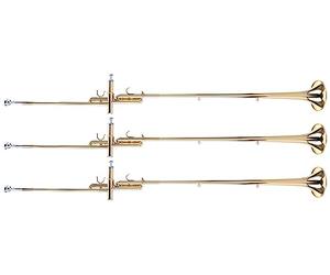 Classic Cantabile AT-1871 Tromba Aida Set da 3, Modello: AT-1871 | Tromba da fanfara in Bb con un pistone, Anelli al tubo di uscita per appendere bandiera o gagliardetto, 3 x Bocchino