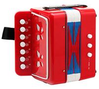 Classic Cantabile Bambino Fisarmonica per Bambini, rossa, 2 bassi | Adatta da 3 anni, 7 note (C-E-G-C-E-G-H), Valvola d'aria, 2 cinghie di sostegno, Dimensioni (L x A x P): 180 x 175 x 100 mm