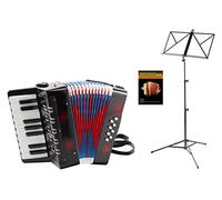 Classic Cantabile Bambino Set di Fisarmonica per Bambini (Fisarmonica per bambini 8 bassi con 17 toni, borsa e tracolla incl. leggio e scuola) Nero