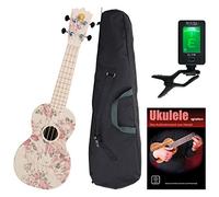 Classic Cantabile BeachBuddy "Desert Rose" Sopran Ukulele SET incl. Tuner, Spartiti e Borsa (Uke, chitarra Hawaii, plastica, adatta per outdoor & spiaggia, accordatore, scuola, borsa)