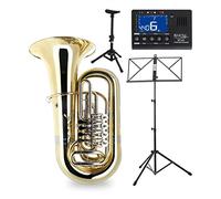 Classic Cantabile BRASS T-190 4/4 Bb Tuba SET in occhino, custodia morbida, leggio, metronomo e supporto per tuba
