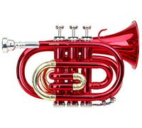 Classic Cantabile Brass TT-400 Tromba Tascabile in Sib (ottone, diametro campana: 93 mm, foro: 11,8 mm, intonazione: Sib, incl. custodia leggera, bocchino, panno per la pulizia, guanti) rossa