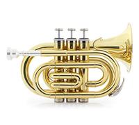 Classic Cantabile Brass TT-500 Tromba Tascabile in Sib Ottone, Foro: 11 | Ottone verniciato, Diametro campana: 105mm, 75mm, Intonazione: Sib, Peso senza custodia: 0, 92 kg, Peso con custodia: 1