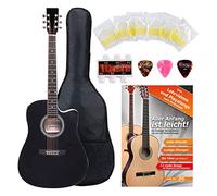 Classic Cantabile WS-10BK-CE Chitarra Western Dreadnought Cutaway 6 corde, 20 tasti, con pickup. Include custodia, set accessori, corde, plettro e libro di spartiti. Colore nero.