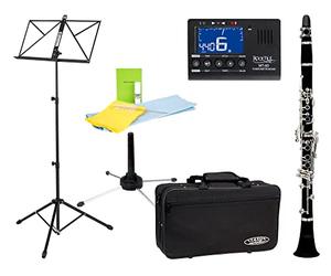 Classic Cantabile CLK-10 Clarinetto in Sib, alta qualità, sistema Böhm, 17 chiavi, 5 anelli. Set con clip-tuner, leggio, supporto, panno pulizia, custodia e grasso per sughero.