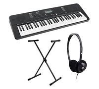 Classic Cantabile CPK-203 Keyboard Set with stand and headphones - 61 touch-sensitive keys, 480 sounds, 160 rhythms, headphone, mic, and sustain pedal connections - Black