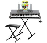 Classic Cantabile CPK-303 Keyboard Deluxe Set - 61 tasti con touch response - 508 suoni e 180 ritmi di accompagnamento - incl. supporto, panca, borsa, cuffie e scuola di tastiera - grigio