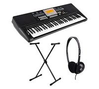 Classic Cantabile CPK-403 Keyboard - 61 Tasti con Touch Response - 618 Suoni e 200 Ritmi di Accompagnamento - incl. Supporto X-Keyboard & Cuffie - nero