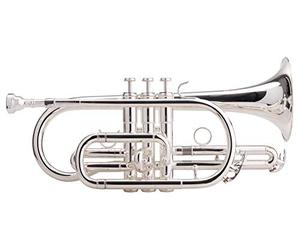Classic Cantabile CR-400S Cornetta in Sib (argentata, pistoni in acciaio inox, coulisse in alpacca, con custodia, bocchino) argento