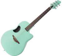 Classic Cantabile CS-100TQ Western guitar with side soundhole - solid spruce top, carbon fiber back/sides, Technical Wood/Okoume fretboard/neck - turquoise acoustic guitar.