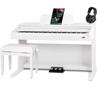 Classic Cantabile DP-210 WM E-Piano SET incl. panca, cuffie, scuola. Digital piano 88 tasti hammer, ingressi cuffie, USB, metronomo, 3 pedali, spartiti, bianco opaco, ideale per principianti.