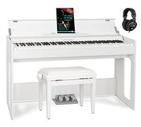 Classic Cantabile DP-S1 WM E-Piano 88 tasti pesati, meccanica a martello, 10 suoni, design Slimline. Set con panca, cuffie e scuola. Colore bianco opaco.