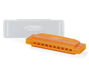Classic Cantabile FBH-10 ON FunKids Armonica A Bocca C-Dur - Armonica Diatonica a 10 Fori in Plastica - Ance in Bronzo Fosforoso - Ideale per Bambini - Include Custodia in Plastica - Arancione