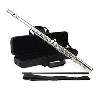 Classic Cantabile FL-100 Flauto Traverso, ottimo per principianti, nichelato, chiavi chiuse, meccanica E, Sol anticipato, accordatura in Do, custodia e accessori inclusi, argento.
