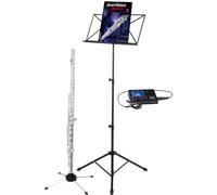 Classic Cantabile FL-200: set flauto traverso in alpacca con mi snodato | In Do, chiavi chiuse, custodia, asta di pulizia, accordatore-metronomo, leggio, supporto flauto traverso, metodo per flauto