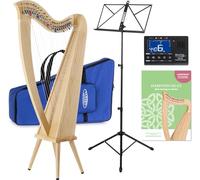 Classic Cantabile H-22LG Arpa Celtica con Meccanica Premium a Semitoni, 22 corde, piedini, borsa, scuola, leggio, accordatore e 2 chiavi. Altezza: 106,5 cm.