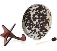 Classic Cantabile HSD-18 Tamburo sciamanico tradizionale 18 pollici (46 cm) a cornice con pelle bovina, struttura in frassino massiccio con maniglia e mazzuolo, set con supporto robusto - naturale