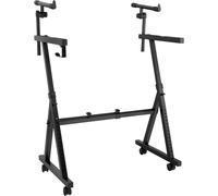 Classic Cantabile KSD-400Pro MK II Supporto Tastiera Pro Set - Supporto Tastiera Regolabile a 2 Livelli - 4 Ruote e Porta Cuffie - Portata Fino a 100 kg - Larghezza e Altezza Regolabili - Nero