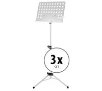 Classic Cantabile Leggio orchestrale in metallo 3 pezzi pieghevole bianco regolabile 58-100 cm