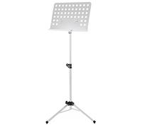 Classic Cantabile Leggio Orchestrale in Metallo con Lamiera Forata - Leggio Robusto con Piano in Lamiera Forata - Regolabile in Altezza da 58 a 100 cm - Leggio con Piano Extra Largo 50 cm - Bianco